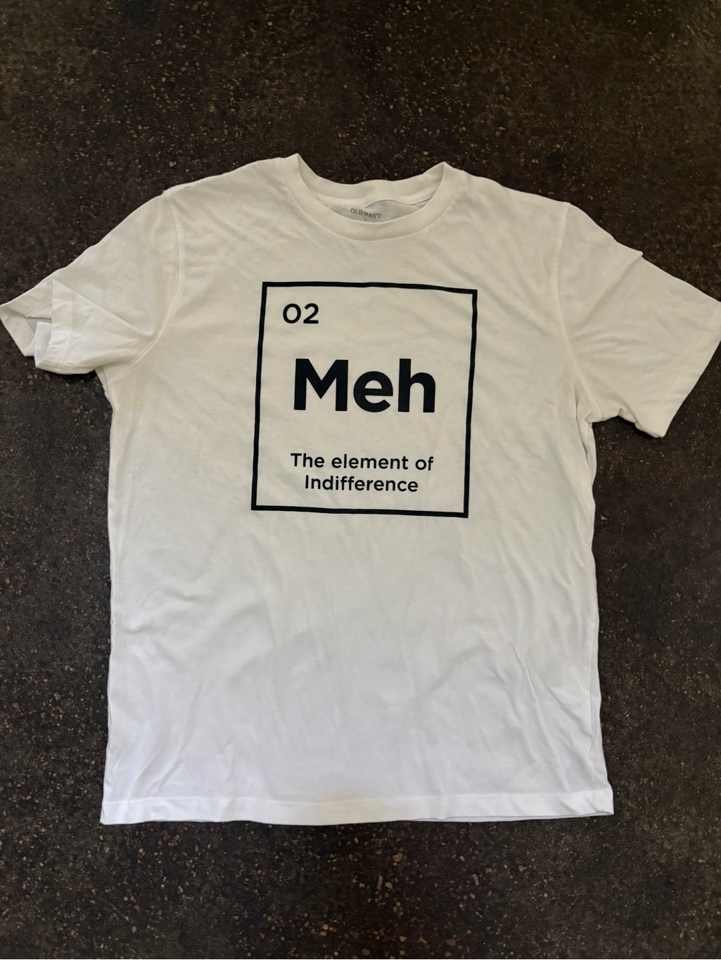 Old Navy White Tee With Black "Meh" Graphic Men’s Medium